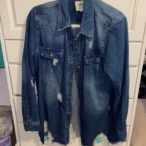 |Almost Famous: Rue 21| Distressed Oversized Denim Jacket Size M